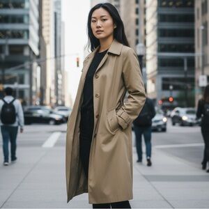 BOTANY 500 Women's Trench Coat Beige Size 12R Removable Lining Vintage Classic